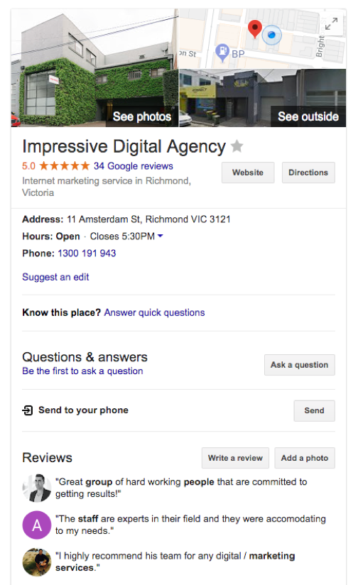 Google My Business For Local SEO Example Image